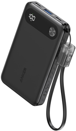 Anker Power Bank (10000mAh, 22.5W) (モバイルバッテリー 10000mAh 最大22.5W出力 USB-C & USB-C ケーブル付属 ディスプレイ搭載) 【USB PD/PowerIQ搭載/PSE技術基準適合】iPhone 15 Android iPad その他各種機器対応 (ブラック)